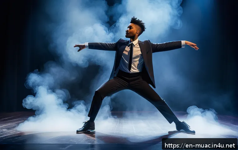 뮤지컬 배우 연기 실습 노하우 - A dynamic stage scene featuring a young adult musical theater performer in stylish contemporary cost...