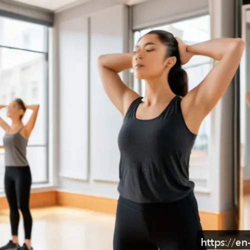 Home 17 뮤지컬 배우 보컬 트레이닝 가이드 - A professional musical theater singer practicing diaphragmatic breathing in a spacious rehearsal stu...