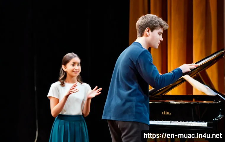 뮤지컬 배우의 후배 양성 활동 - Photorealistic backstage mentorship scene at a community theater, an experienced musical theater per...